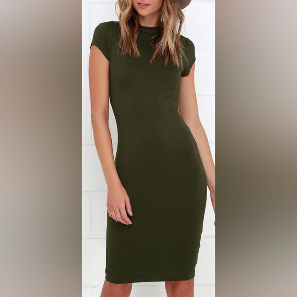Joe & Elle Green Mock Neck Sheath Dress